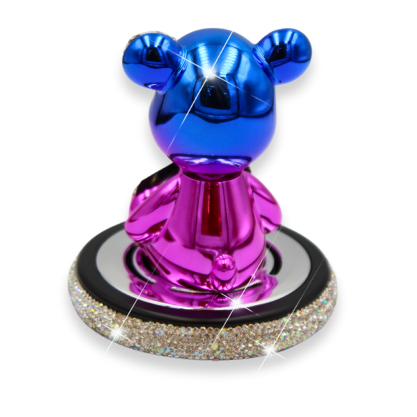 Grand Bazaar Sparkling Teddy Elegance: Rhinestone Adorned Ornament for Car Dashboard, Office, and Home tables Blue and Pink Shades