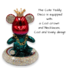 Grand Bazaar Sparkling Teddy Elegance: Rhinestone Adorned Ornament for Car Dashboard, Office, and Home tables Red and Green Shades