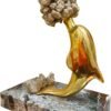 Marble Stand and Ceramic Dolphin Figurine Statue
